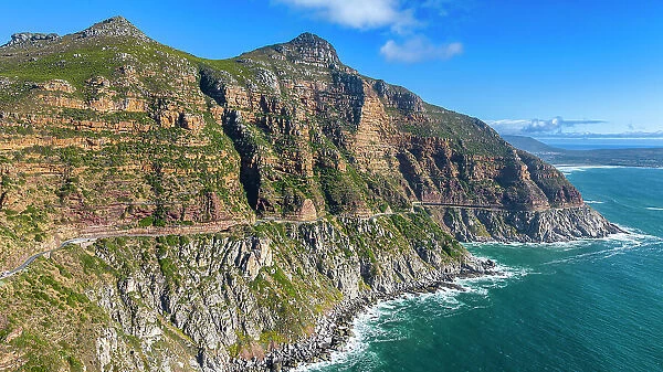 Aerial of Chapman´s Peak drive, Cape Town, Cape Peninsula, South Africa, Africa