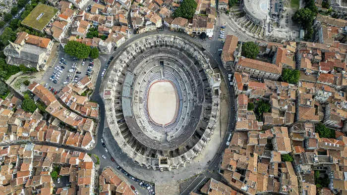 Framed Print : Aerial of the city with the Roman Amphitheatre, UNESCO World Heritage Site, Arles, Bouches du Rhone, Provence-Alpes-Cote d'Azur, France, Europe Framed Print : Aerial of the city with the Roman Amphitheatre, UNESCO World Heritage Site, Arles, Bouches du Rhone, Provence-Alpes-Cote d'Azur, France, Europe