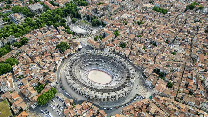 Framed Print : Aerial of the city with the Roman Amphitheatre, UNESCO World Heritage Site, Arles, Bouches du Rhone, Provence-Alpes-Cote d'Azur, France, Europe Framed Print : Aerial of the city with the Roman Amphitheatre, UNESCO World Heritage Site, Arles, Bouches du Rhone, Provence-Alpes-Cote d'Azur, France, Europe