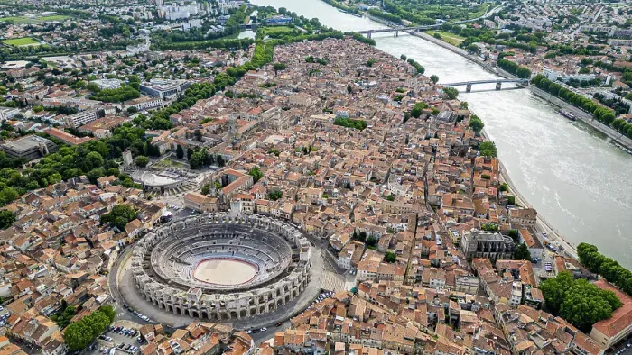 Framed Print : Aerial of the city with the Roman Amphitheatre, UNESCO World Heritage Site, Arles, Bouches du Rhone, Provence-Alpes-Cote d'Azur, France, Europe Framed Print : Aerial of the city with the Roman Amphitheatre, UNESCO World Heritage Site, Arles, Bouches du Rhone, Provence-Alpes-Cote d'Azur, France, Europe