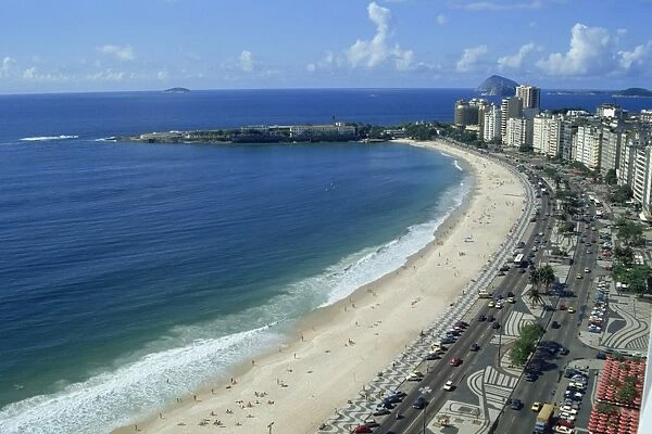 Aerial of Copacabana Beach in Rio de Janeiro, Brazil, South America