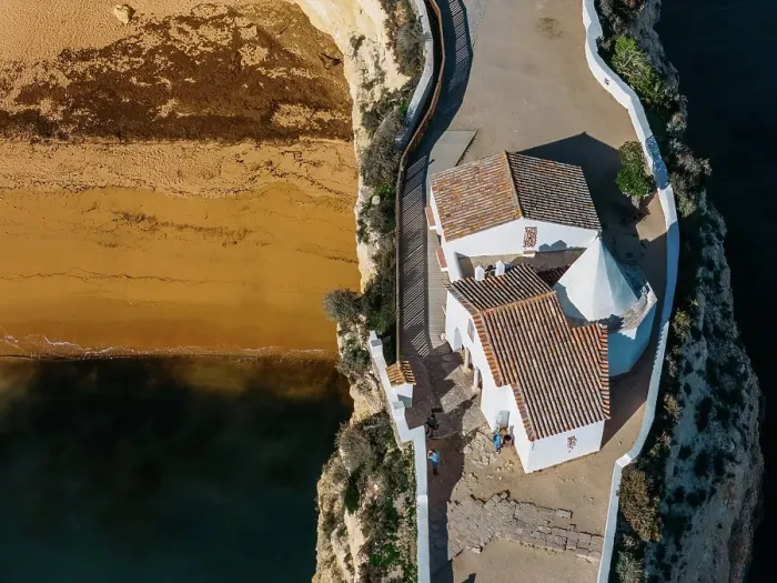 Framed Print : Aerial drone panoramic view of Fort of Nossa Senhora da Rocha (Fort of Our Lady of the Rock) (Castle of Porches), Porches, Lagoa, Algarve, Portugal Framed Print : Aerial drone panoramic view of Fort of Nossa Senhora da Rocha (Fort of Our Lady of the Rock) (Castle of Porches), Porches, Lagoa, Algarve, Portugal