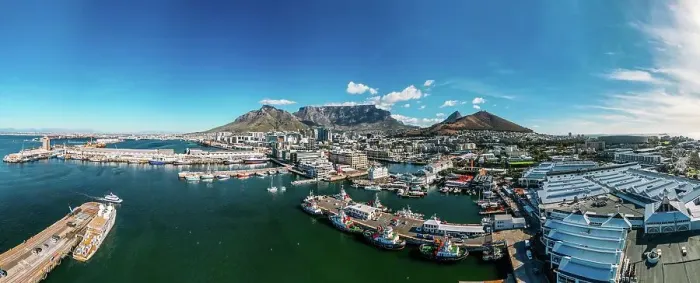 Framed Print : Aerial drone panoramic view of the V and A (Victoria and Alfred) Waterfront, a mixed-use destination located in the oldest working harbour in the Southern Hemisphere, with Table Mountain as backdrop, Cape Town, Western Cape, South Africa, Africa Framed Print : Aerial drone panoramic view of the V and A (Victoria and Alfred) Waterfront, a mixed-use destination located in the oldest working harbour in the Southern Hemisphere, with Table Mountain as backdrop, Cape Town, Western Cape, South Africa, Africa