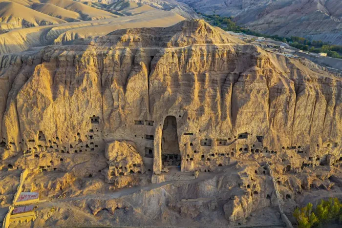 Framed Print : Aerial by drone of the site of the great Buddhas in Bamyan (Bamiyan), taken in 2019 Framed Print : Aerial by drone of the site of the great Buddhas in Bamyan (Bamiyan), taken in 2019