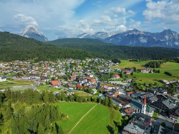 Framed Print : Aerial drone view, Seefeld, Tyrol, Austrian Alps, Austria, Europe Framed Print : Aerial drone view, Seefeld, Tyrol, Austrian Alps, Austria, Europe
