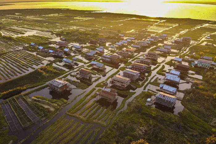 Framed Print : Aerial by drone of a village on stilts, Inle Lake, Shan state, Myanmar (Burma), Asia Framed Print : Aerial by drone of a village on stilts, Inle Lake, Shan state, Myanmar (Burma), Asia