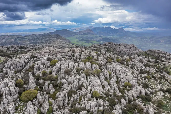 Framed Print : Aerial of El Torcal de Antequera nature reserve, Antequera, Andalucia, Spain, Europe