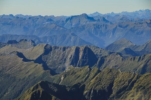 Aerial of Fiordland National Park, UNESCO World Heritage Site, South Island, New Zealand, Pacific