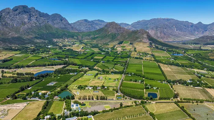 Framed Print : Aerial of Franschhoek, wine area, Western Cape Province, South Africa, Africa Framed Print : Aerial of Franschhoek, wine area, Western Cape Province, South Africa, Africa