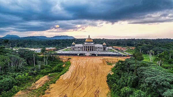 Aerial of the future Presidential Palace, Ciudad de la Paz, Rio Muni, Equatorial Guinea, Africa