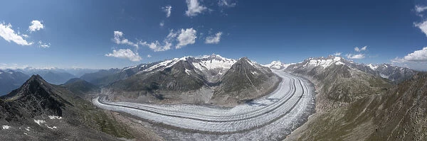 Aerial of the Great Altesch Glacier, UNESCO World Heritage Site, Bernese Alps