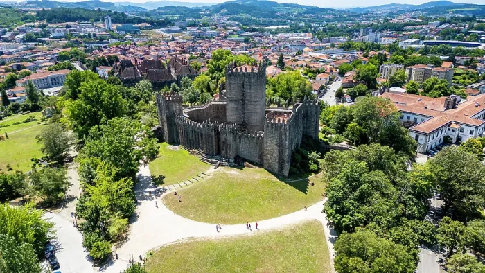 Framed Print : Aerial of the Guimaraes Castle, UNESCO World Heritage Site, Guimaraes, Norte, Portugal, Europe Framed Print : Aerial of the Guimaraes Castle, UNESCO World Heritage Site, Guimaraes, Norte, Portugal, Europe