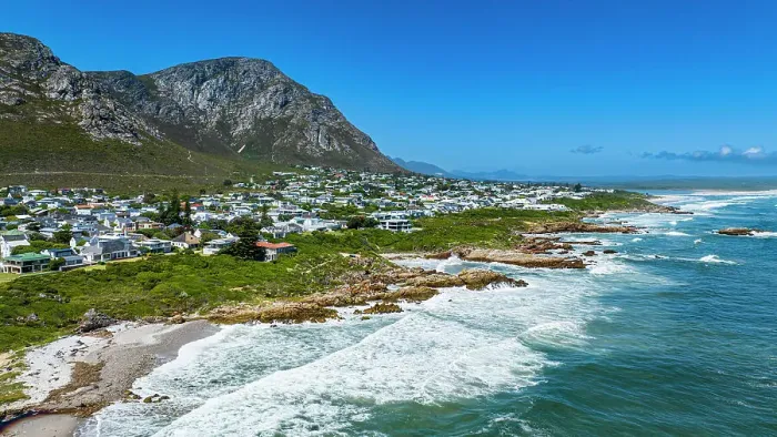 Framed Print : Aerial of Hermanus and its white beaches, Western Cape Province, South Africa, Africa Framed Print : Aerial of Hermanus and its white beaches, Western Cape Province, South Africa, Africa