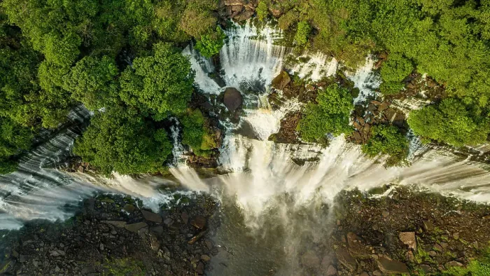 Framed Print : Aerial of the third highest waterfall in Africa, Calandula Falls, Malanje, Angola, Africa Framed Print : Aerial of the third highest waterfall in Africa, Calandula Falls, Malanje, Angola, Africa