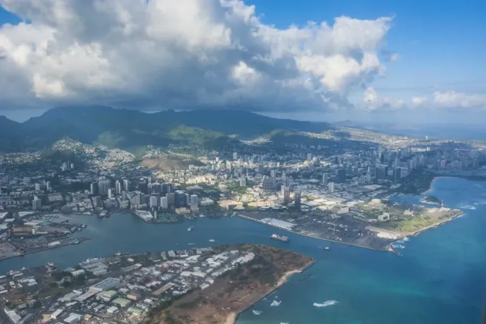 Framed Print : Aerial of Honolulu, Oahu, Hawaii, United States of America, Pacific Framed Print : Aerial of Honolulu, Oahu, Hawaii, United States of America, Pacific