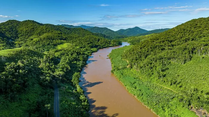 Framed Print : Aerial of the Iguape River, Atlantic Forest South-East Reserves, UNESCO World Heritage Site, Alto Ribeira Touristic State Park, Sao Paulo State, Brazil, South America Framed Print : Aerial of the Iguape River, Atlantic Forest South-East Reserves, UNESCO World Heritage Site, Alto Ribeira Touristic State Park, Sao Paulo State, Brazil, South America