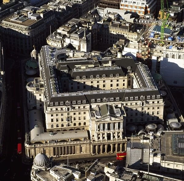 Aerial image of the Bank of England, City of London, London, England, United Kingdom