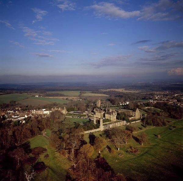 Aerial image of Battle Abbey (St. Martins Abbey), built on the scene of the Battle of Hastings