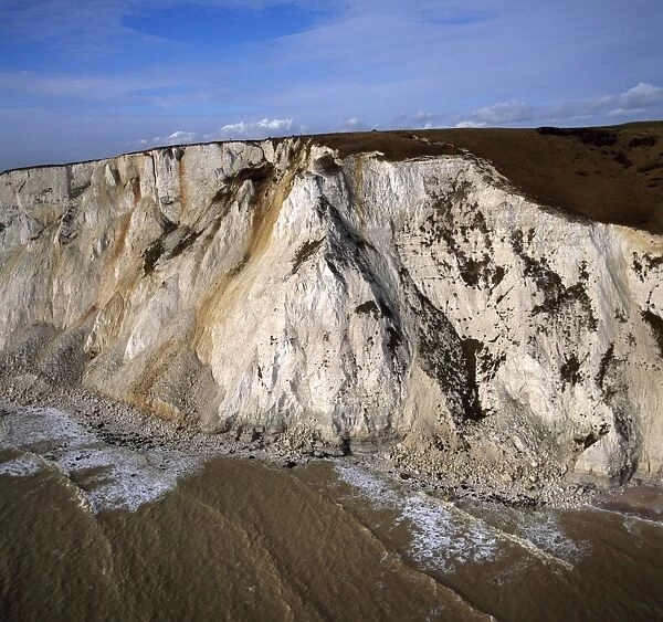 Aerial image of Beachy Head, a chalk headland, the highest chalk sea cliff in Britain