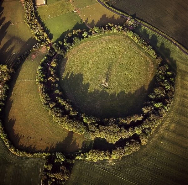 Aerial image of Bury Hill Fort, Wiltshire, England, United Kingdom, Europe
