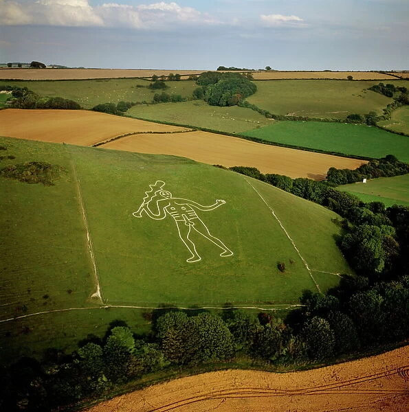 Aerial image of the Cerne Abbas Giant, Cerne Abbas, Dorset, England, United Kingdom