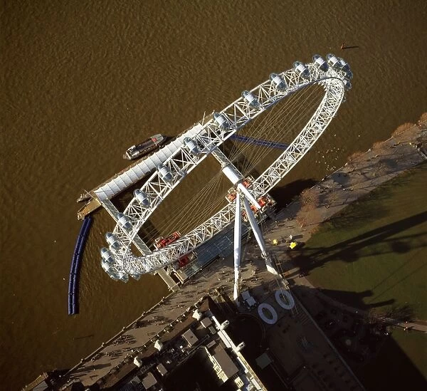 Aerial image of the London Eye (Millennium Wheel), South Bank of the River Thames
