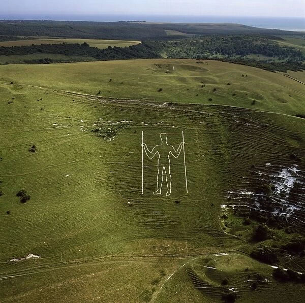 Aerial image of the Long Man of Wilmington, Wilmington, South Downs, East Sussex