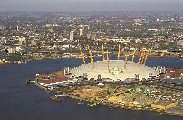 Aerial image of the Millennium Dome and the River Thames, Greenwich Peninsula