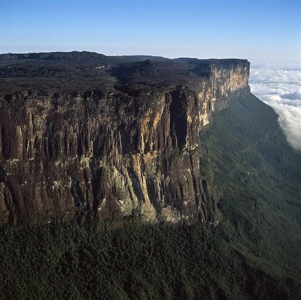 Aerial image of tepuis showing eastern cliff looking towards Brazil and Guyana