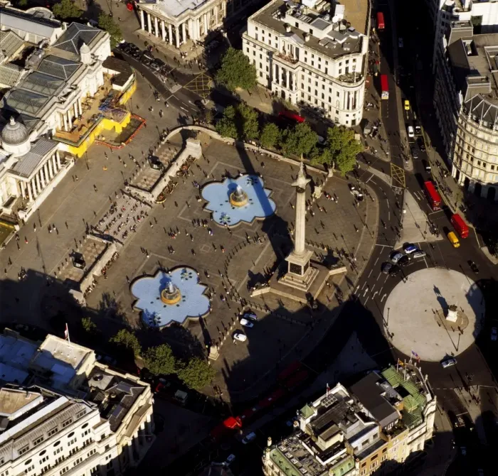 Framed Print : Aerial image of Trafalgar Square including Nelsons Column, London Framed Print : Aerial image of Trafalgar Square including Nelsons Column, London