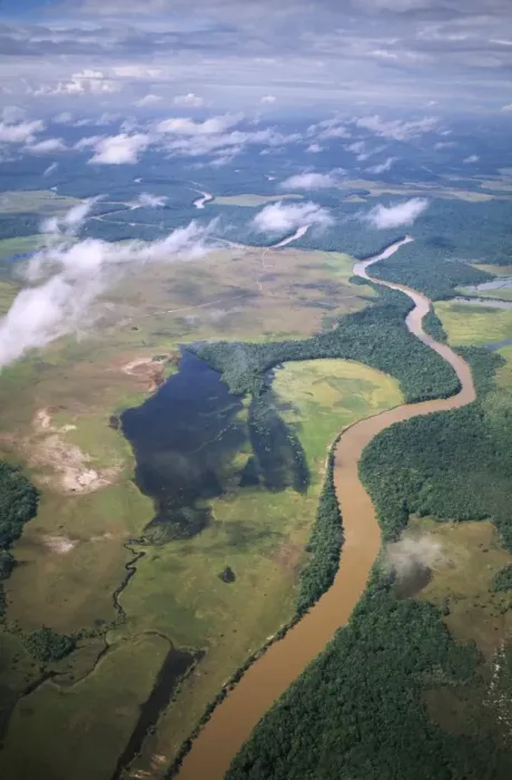 Framed Print : Aerial image of Yuruani River near Masu-paru-mota, Canaima National Park Framed Print : Aerial image of Yuruani River near Masu-paru-mota, Canaima National Park