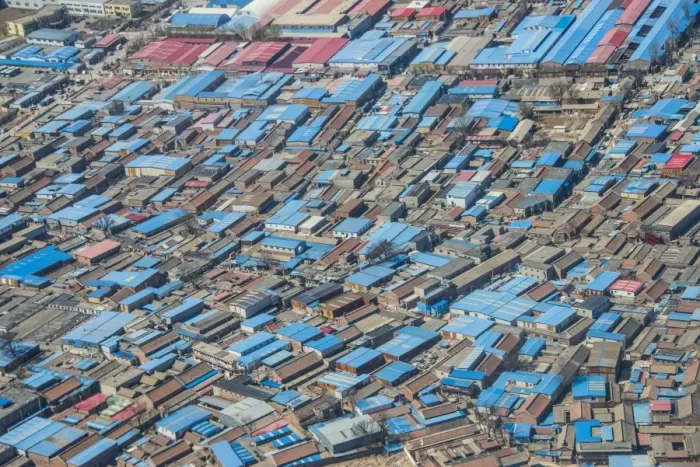 Framed Print : Aerial of an industrial settlement, China, Asia Framed Print : Aerial of an industrial settlement, China, Asia