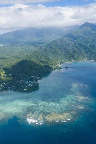 Aerial of the island of Upolu, Samoa, South Pacific, Pacific