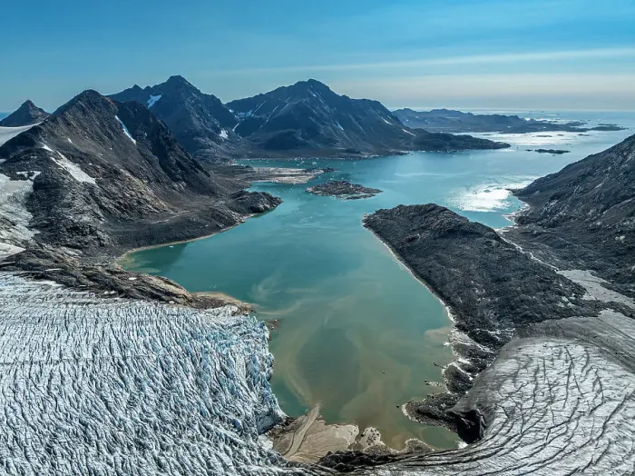 Framed Print : Aerial of Kulusuk fjord, Greenland, Denmark, Polar Regions