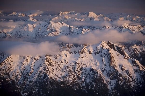 Aerial landscape, Olympic mountains, Olympic National Park, UNESCO World Heritage Site