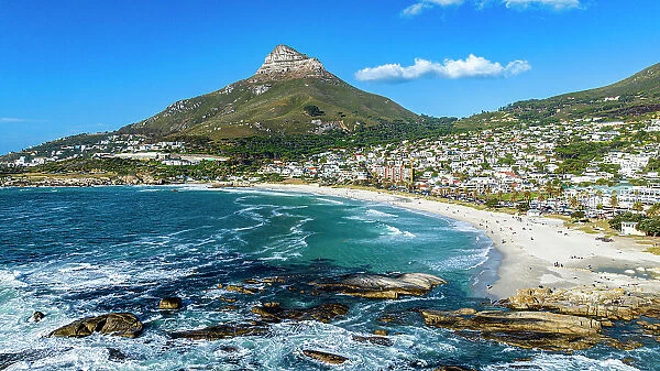Aerial of the Lion's Head and Camps Bay, Cape Town, South Africa, Africa