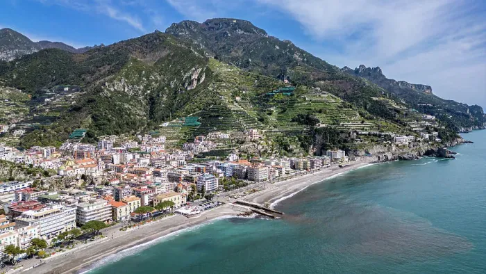 Framed Print : Aerial of Maiori, The Amalfi Coast, UNESCO World Heritage Site, Campania, Italy, Europe