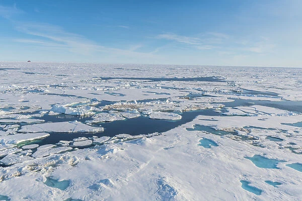 Aerial of the melting ice on the North Pole, Arctic