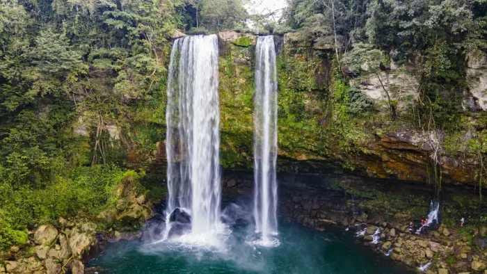Framed Print : Aerial of Misol Ha waterfall, Chiapas, Mexico, North America Framed Print : Aerial of Misol Ha waterfall, Chiapas, Mexico, North America