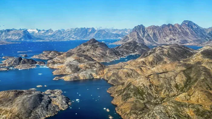 Framed Print : Aerial of the mountainous coastline around Kulusuk, Greenland, Polar Regions Framed Print : Aerial of the mountainous coastline around Kulusuk, Greenland, Polar Regions