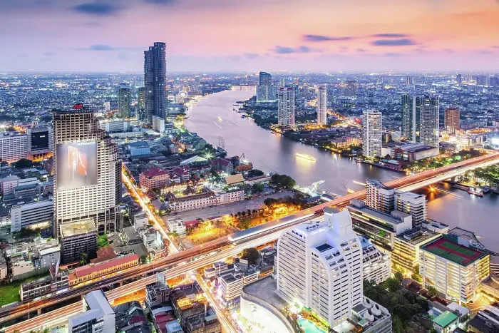 Framed Print : Aerial night view of Bangkok City skyscrapers, Bangkok, Thailand Framed Print : Aerial night view of Bangkok City skyscrapers, Bangkok, Thailand