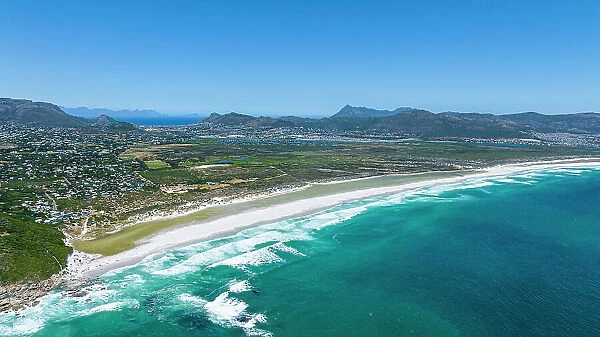 Aerial of Noordhoekstrand (Noordhoek Beach), Cape Town, Cape Peninsula, South Africa, Africa