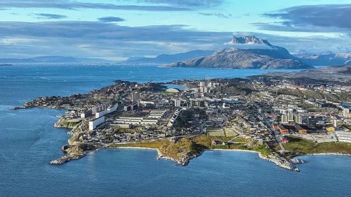 Framed Print : Aerial of Nuuk, capital of Greenland, Denmark, Polar Regions Framed Print : Aerial of Nuuk, capital of Greenland, Denmark, Polar Regions