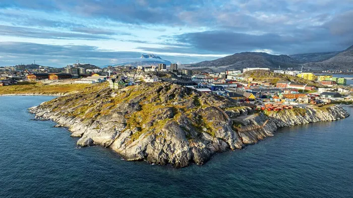 Framed Print : Aerial of Nuuk, capital of Greenland, Denmark, Polar Regions Framed Print : Aerial of Nuuk, capital of Greenland, Denmark, Polar Regions