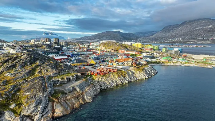 Framed Print : Aerial of Nuuk, capital of Greenland, Denmark, Polar Regions Framed Print : Aerial of Nuuk, capital of Greenland, Denmark, Polar Regions