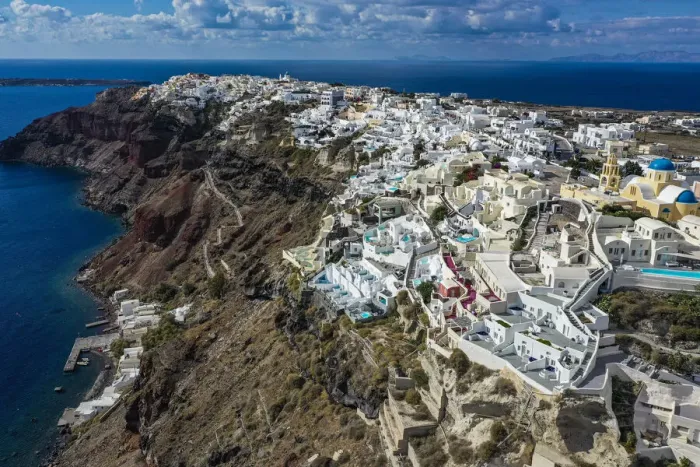Framed Print : Aerial of Oia, Santorini, Cyclades, Greek Islands, Greece, Europe Framed Print : Aerial of Oia, Santorini, Cyclades, Greek Islands, Greece, Europe