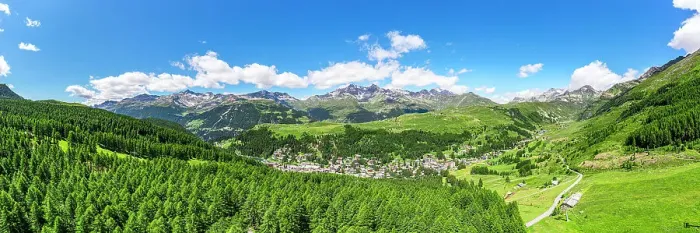 Framed Print : Aerial panoramic of the alpine village of Madesimo surrounded by green woods, Valle Spluga, Valtellina, Lombardy, Italy, Europe Framed Print : Aerial panoramic of the alpine village of Madesimo surrounded by green woods, Valle Spluga, Valtellina, Lombardy, Italy, Europe