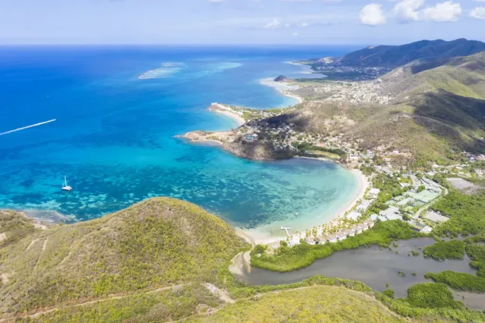 Framed Print : Aerial panoramic by drone of Carlisle Bay Beach and Caribbean Sea, Antigua, Antigua Framed Print : Aerial panoramic by drone of Carlisle Bay Beach and Caribbean Sea, Antigua, Antigua