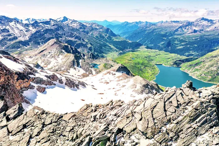 Framed Print : Aerial panoramic of lake Montespluga and Pizzo Suretta mountain peak, Madesimo, Valle Spluga, Valtellina, Lombardy, Italy, Europe Framed Print : Aerial panoramic of lake Montespluga and Pizzo Suretta mountain peak, Madesimo, Valle Spluga, Valtellina, Lombardy, Italy, Europe