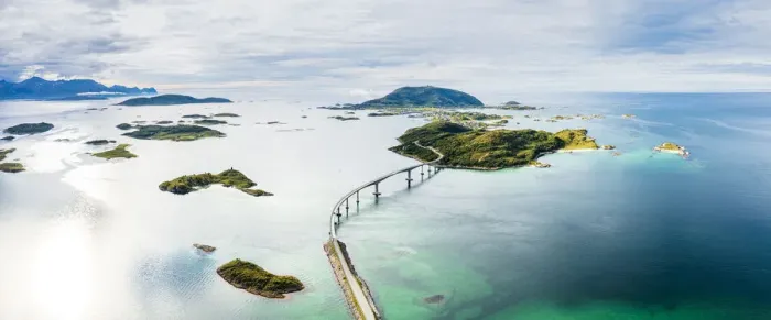 Framed Print : Aerial panoramic of Sommaroy bridge and crystal sea, Sommaroy, Troms county Framed Print : Aerial panoramic of Sommaroy bridge and crystal sea, Sommaroy, Troms county